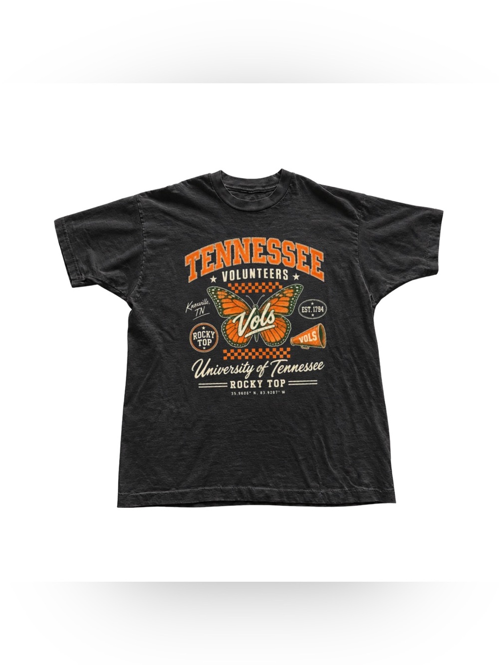 Tennessee Volunteers Butterfly Graphic Tee - Black & Orange